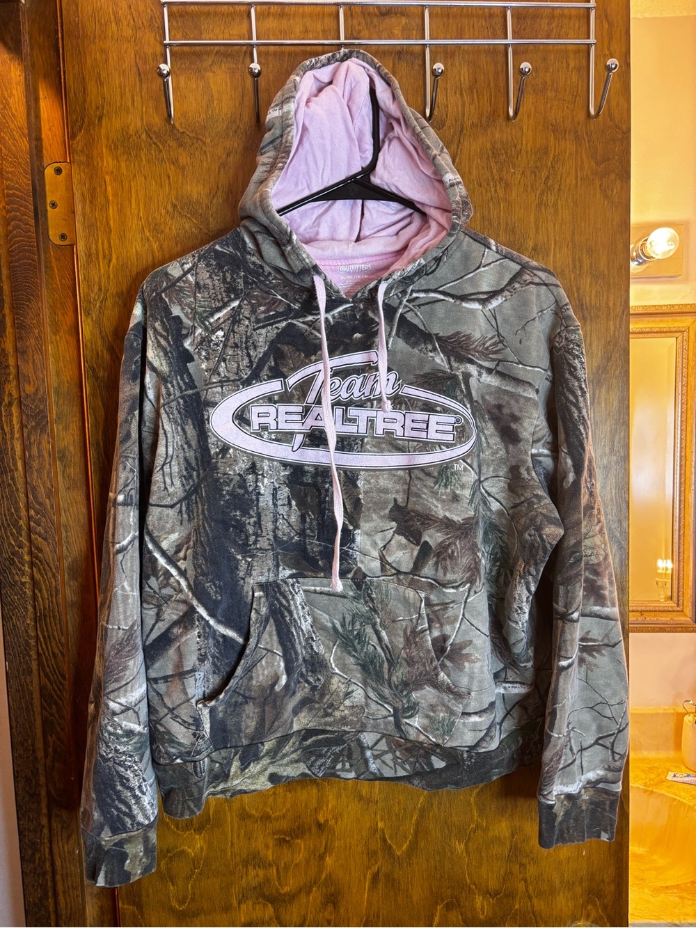 Realtree Camo Hoodie with Pink Lining and Logo size xl